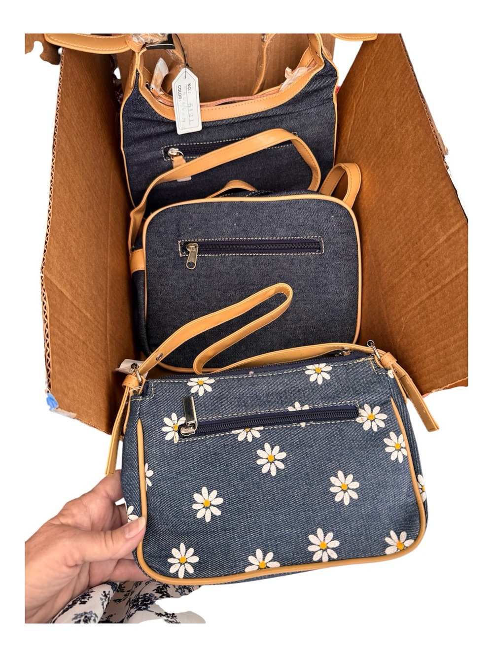 Three Denim & Tan Small Bags; NWT